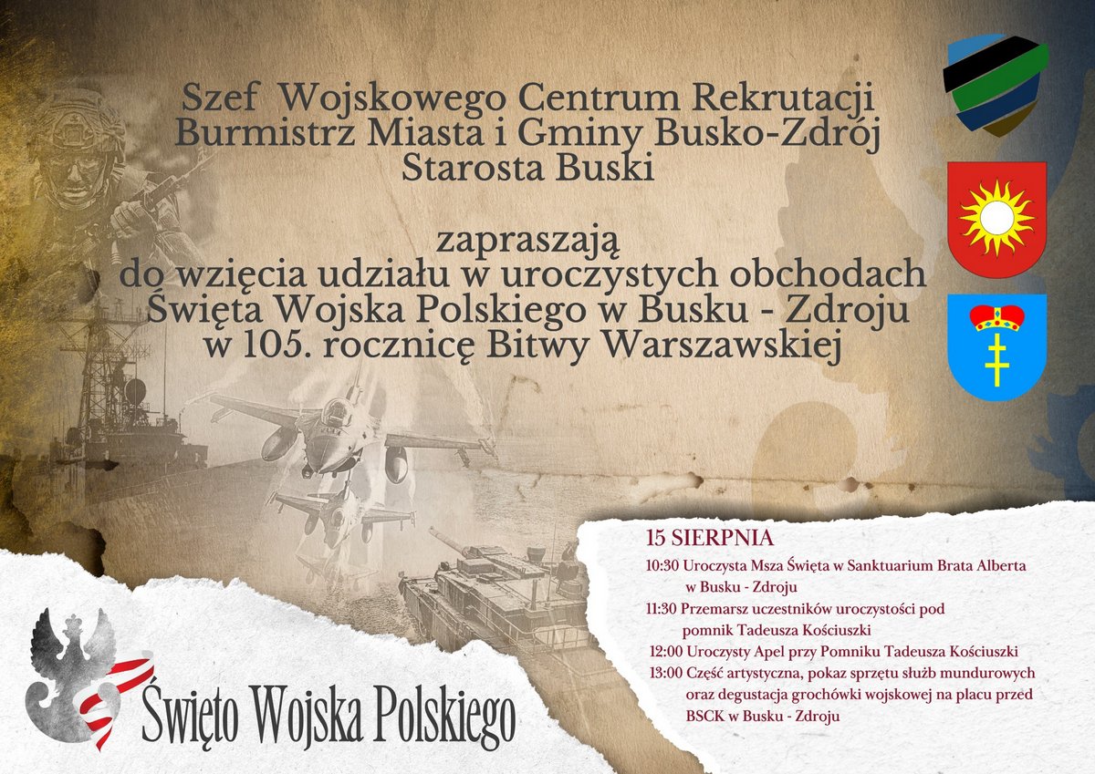 plakat z programem obchodów święta wojska polskiego