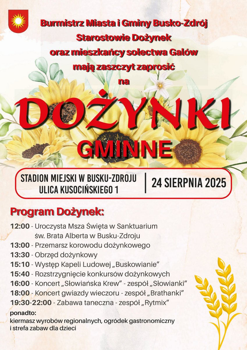 plakat z programem dożynek w Busku-Zdroju