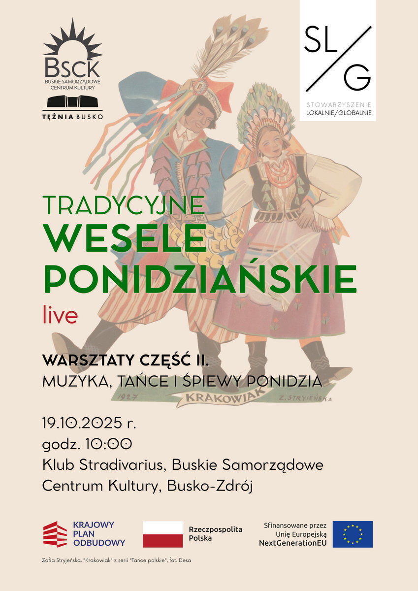 plakat promujący warsztaty, tańcząca para